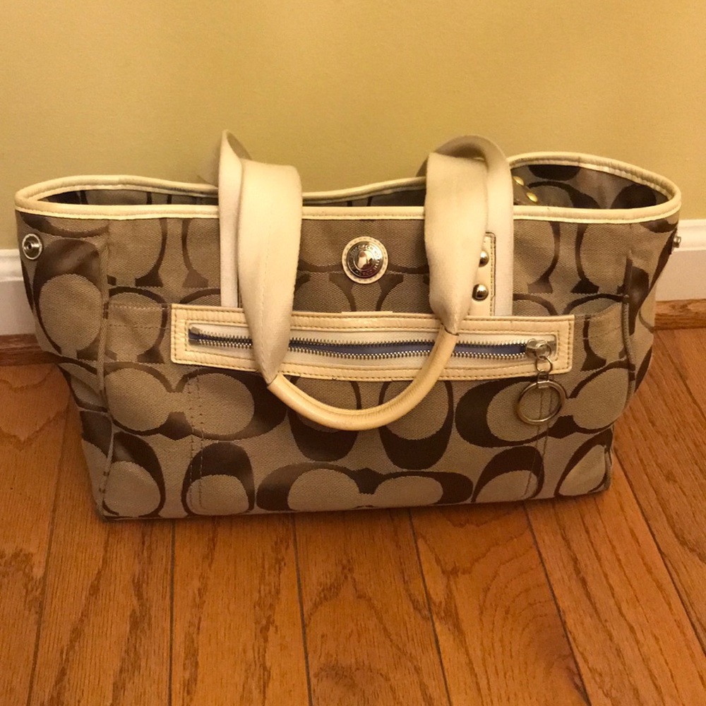 Tan and brown Coach bag